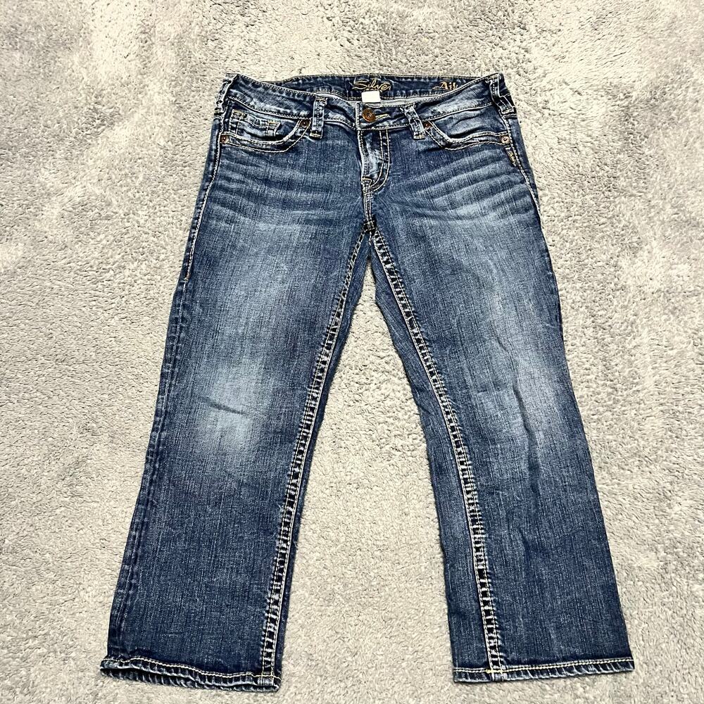 Silver Jeans Womens 30 (32x22) Aiko Capri Western Thick Stitch Denim Pants